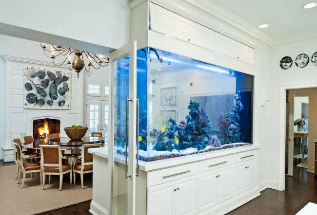 2、客厅放鱼缸效果图:放在一起吗 4款家装大客厅模拟鱼缸电视墙装修效果图