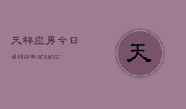 天秤座男今日爱情运势(20240610)