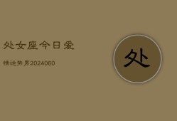 处女座今日爱情运势男(20240606)