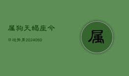 属狗天蝎座今日运势男(20240610)